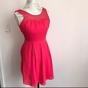 Express Red Dress With Mesh Accent